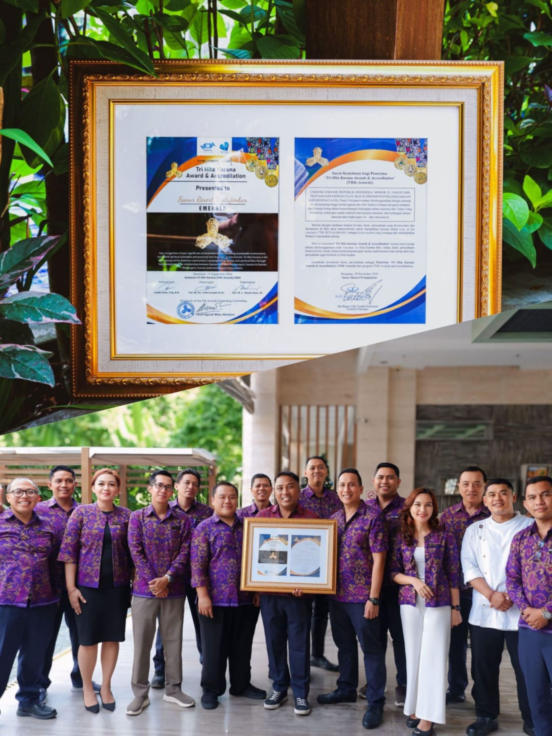 Akreditasi Emerald II - Tri Hita Karana 2024 untuk Sanur Resort Watujimbar